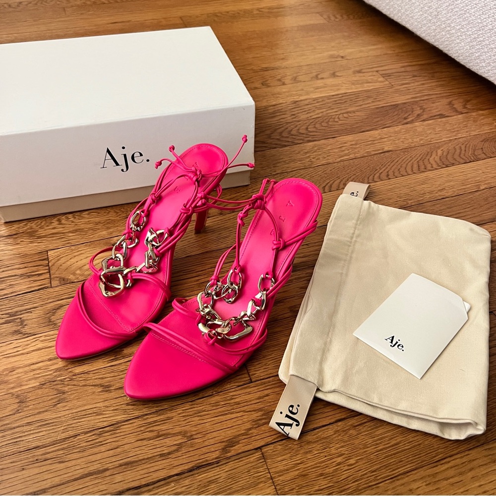AJE. Astrid chain-embellished leather sandals